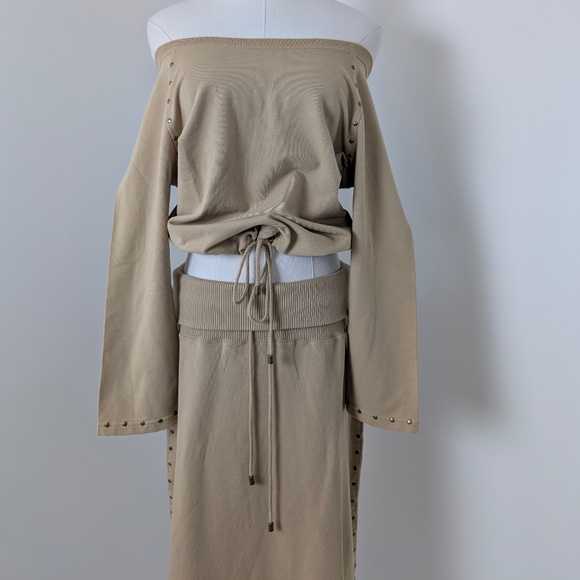 Liz Claiborne 2 Piece Skirt Set Jersey Stretchy Drawstring Scoop Neckline - Picture 8 of 12